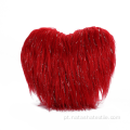 Almofada de seda prateada em formato de coração